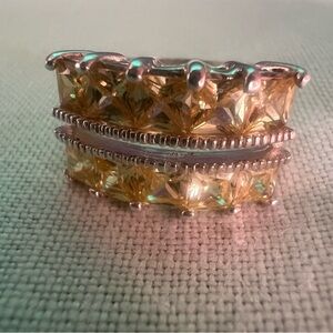 Elegant Gold and Silver citrine Women's Ring